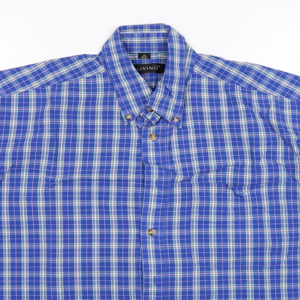 Mens UK Size M Living Multicoloured  Button-Up Short Sleeve Casual Shirt