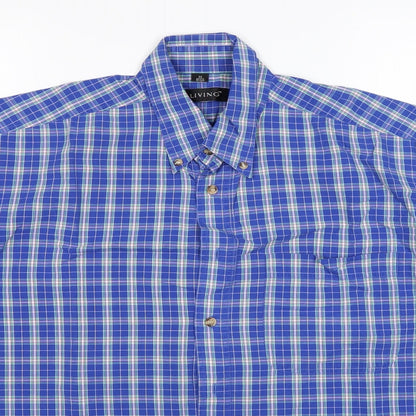 Mens UK Size M Living Multicoloured  Button-Up Short Sleeve Casual Shirt