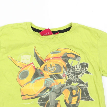 Plus M Boys Green  100% Cotton Basic T-Shirt Size 9 Years Round Neck