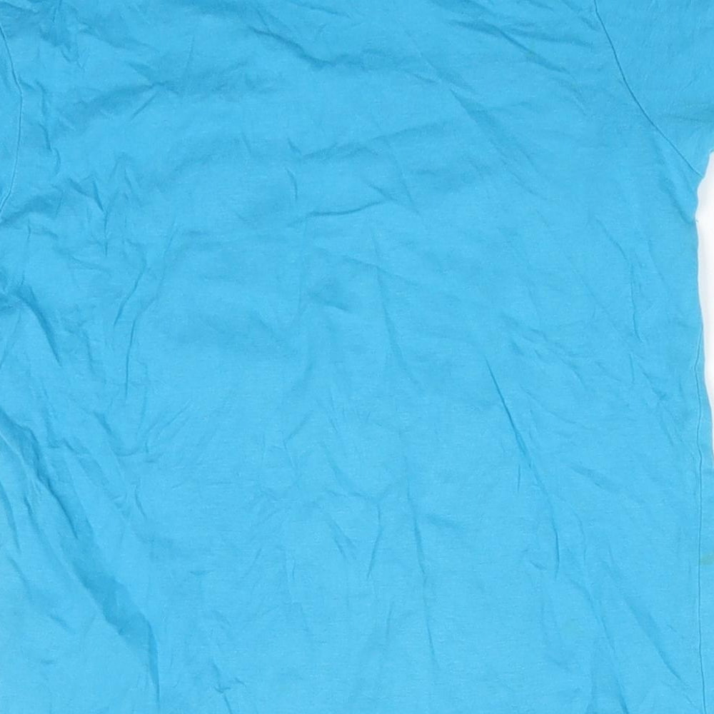 Little Kids Boys Blue  100% Cotton Basic T-Shirt Size 6-7 Years Round Neck