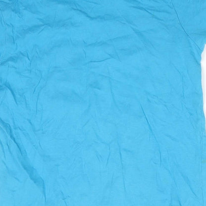 Little Kids Boys Blue  100% Cotton Basic T-Shirt Size 6-7 Years Round Neck