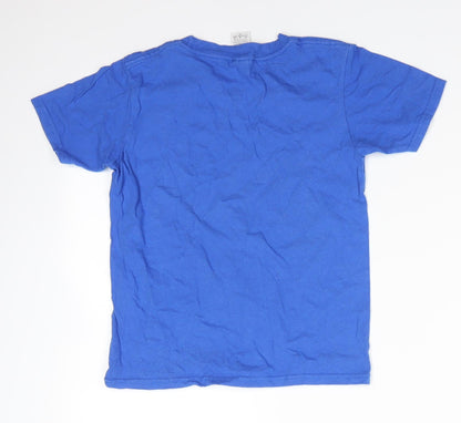 Gildan Boys Blue  100% Cotton Basic T-Shirt Size 7-8 Years Round Neck  - Tractors