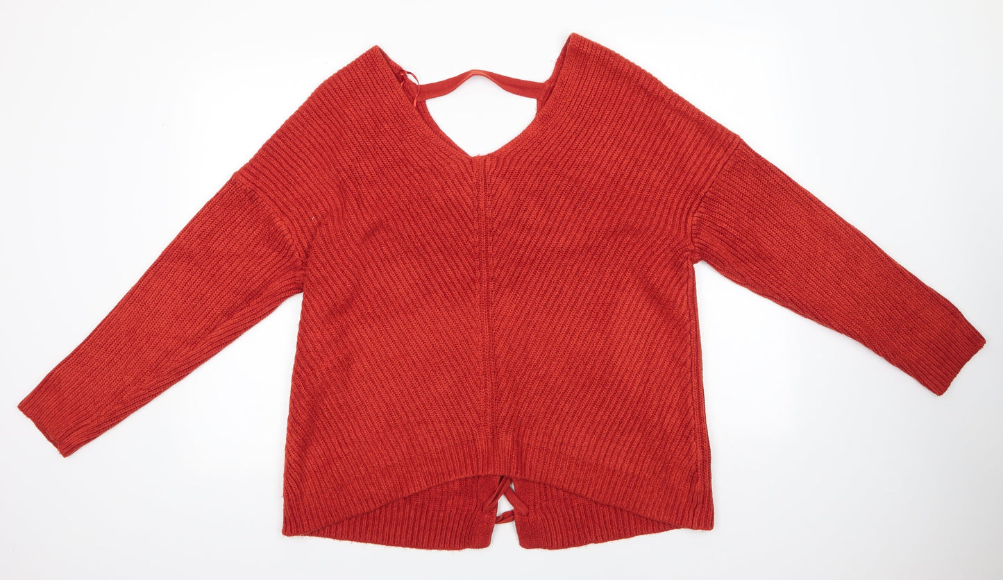 Womens UK Size M New Look Orange Pullover Jumper