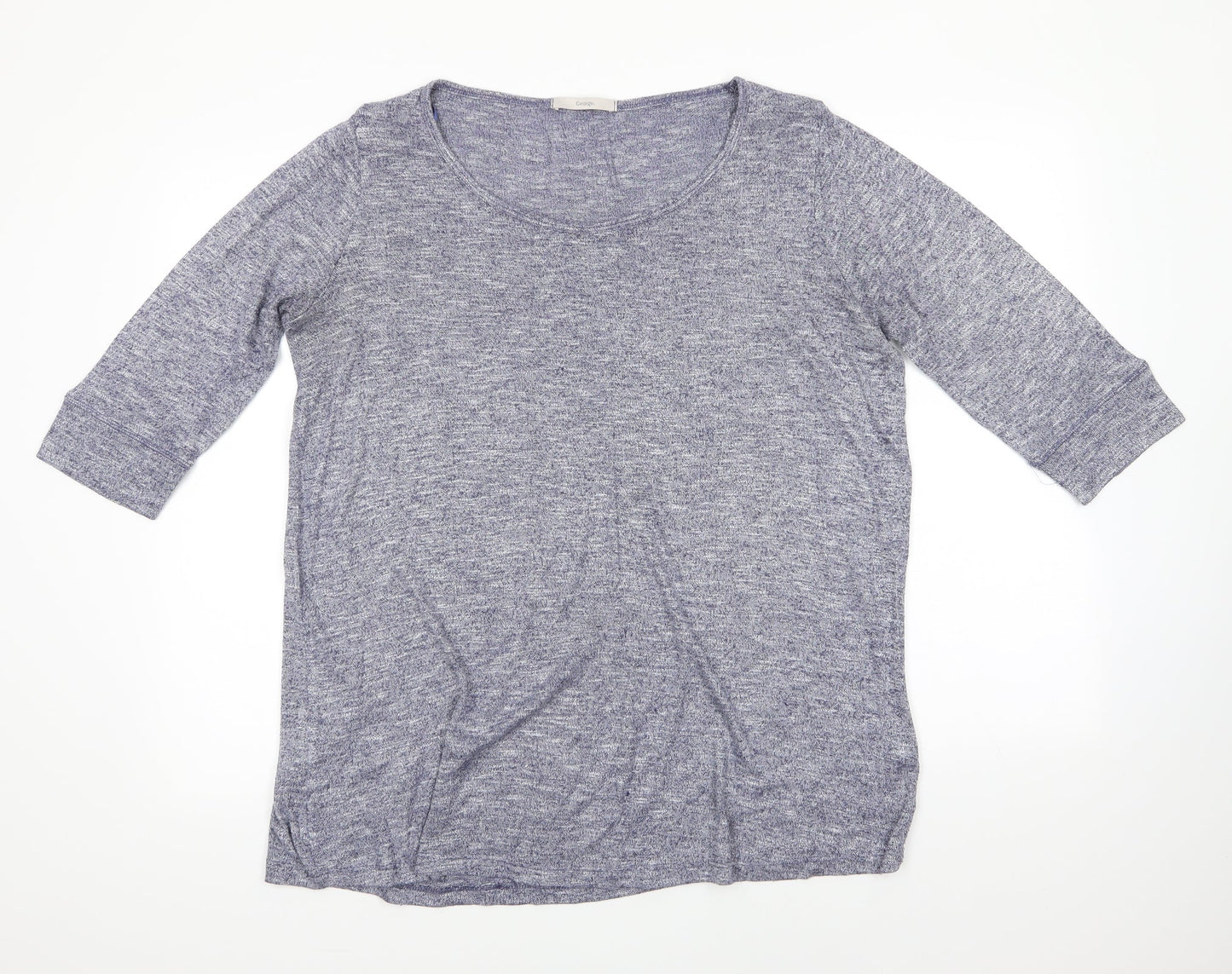 George Womens Blue  Viscose Basic Blouse Size 16 Round Neck