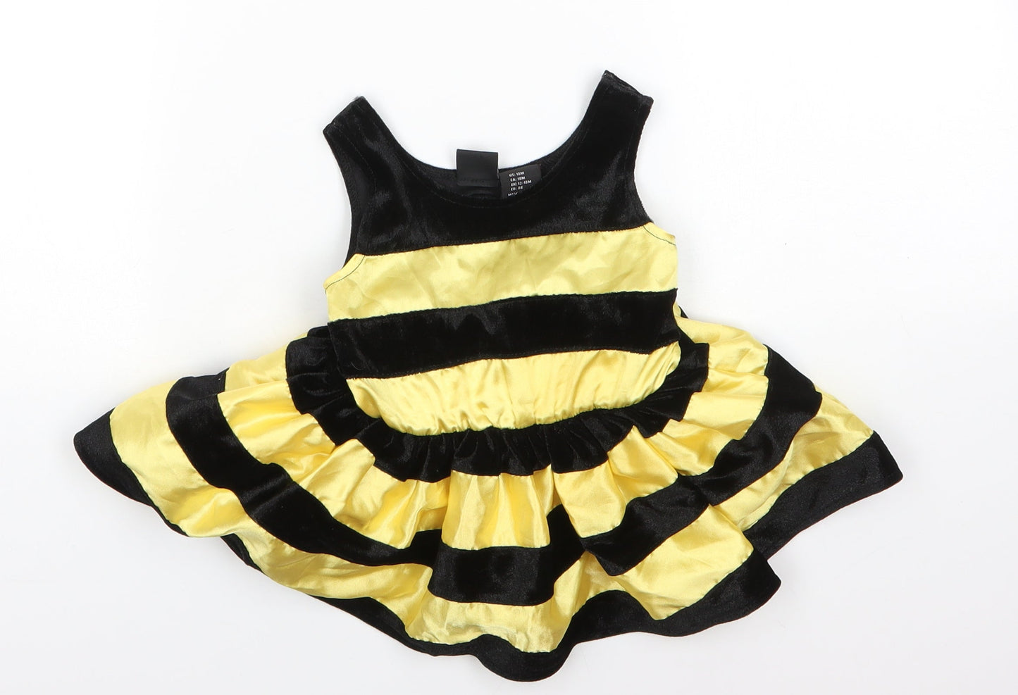 Authentic Kids Baby Yellow Striped Polyester A-Line  Size 18 Months  Round Neck  - Bumble Bee