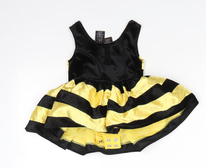 Authentic Kids Baby Yellow Striped Polyester A-Line  Size 18 Months  Round Neck  - Bumble Bee