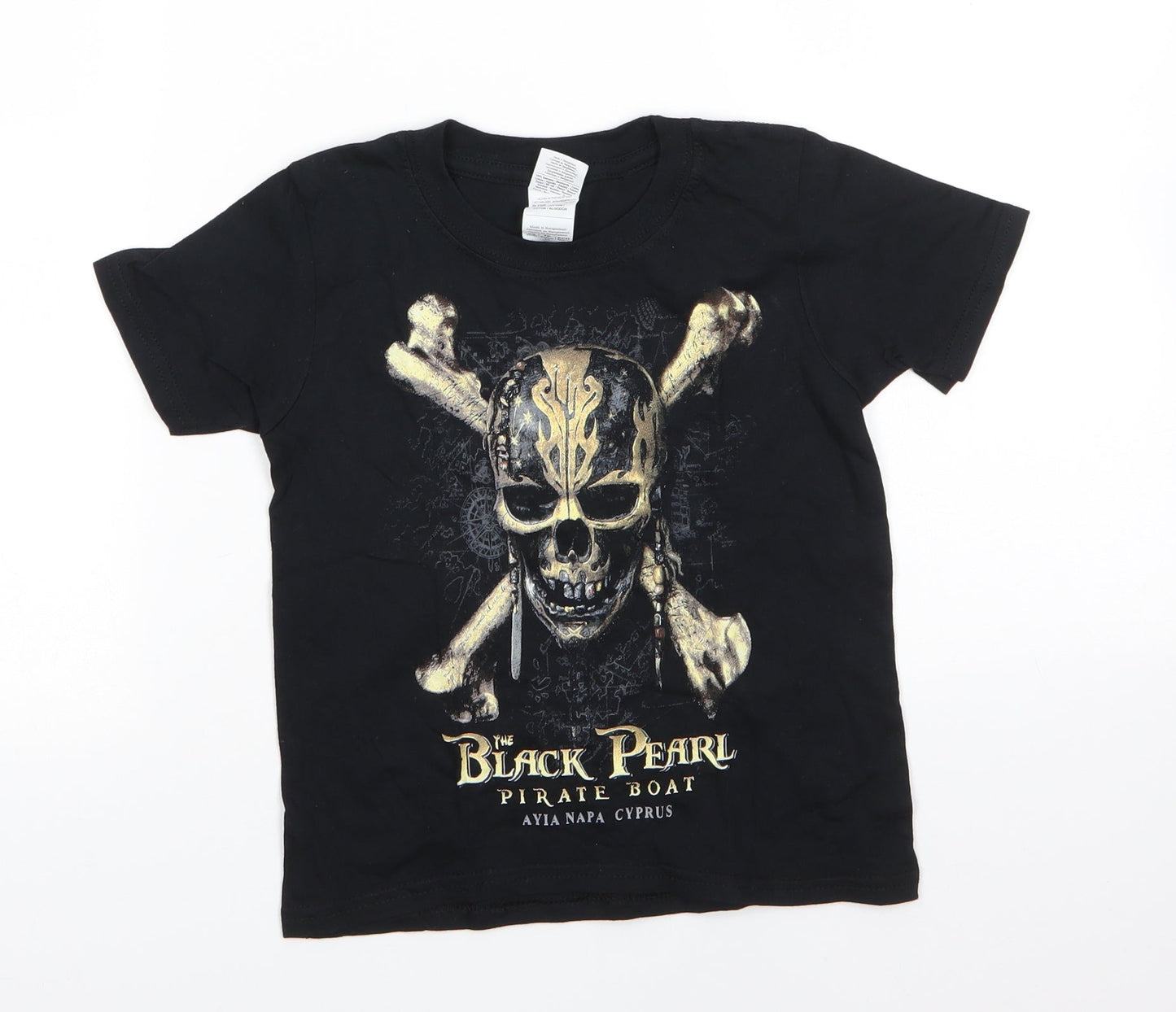 Gildan Boys Black  100% Cotton Basic T-Shirt Size 3-4 Years Round Neck  - Ayia Napa Cyprus