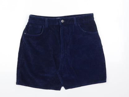 TRF Collection ZARA Womens Blue  Cotton A-Line Skirt Size L    - Cord