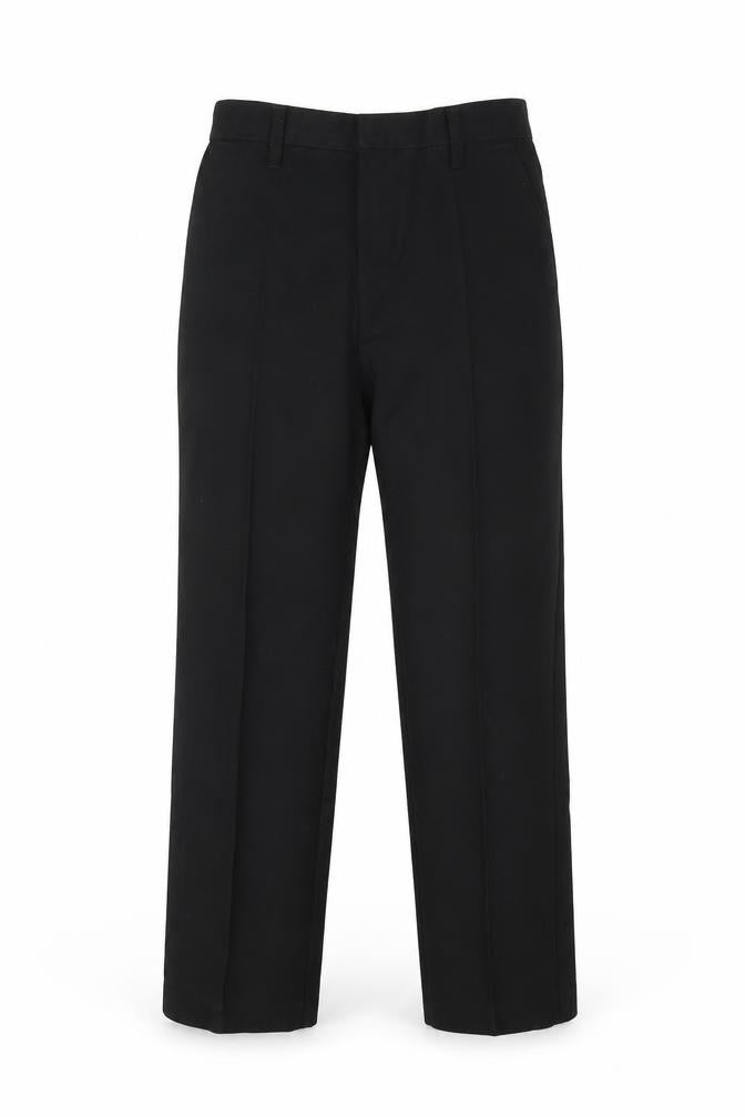 Front view of Lily & Dan boys’ black polyester dress pants trousers, size 9-10, years regular hook & loop - school wear
