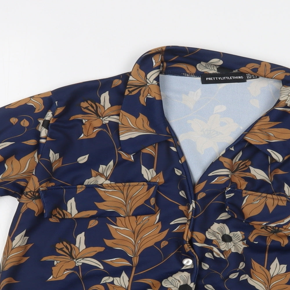 Womens UK Size 6 PRETTYLITTLETHING Blue Basic Button-Up