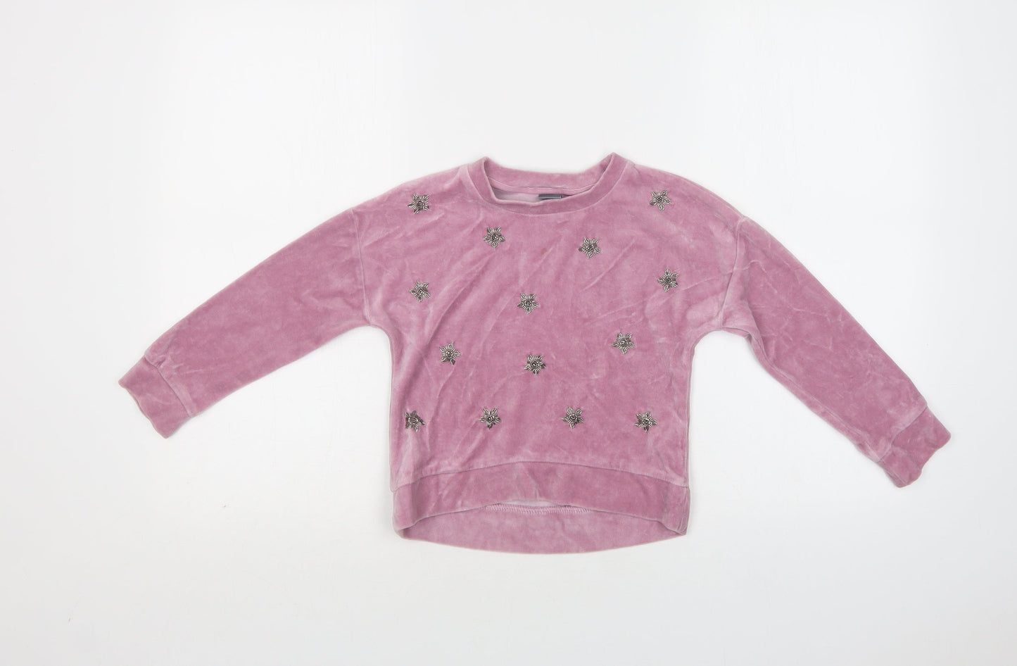 NEXT Girls Pink  Cotton Pullover Sweatshirt Size 6 Years   - Snowflake Pattern