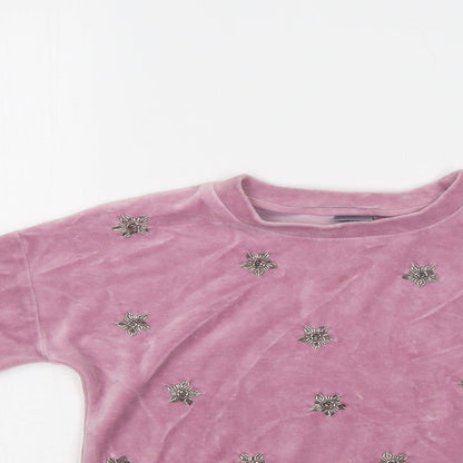 NEXT Girls Pink  Cotton Pullover Sweatshirt Size 6 Years   - Snowflake Pattern
