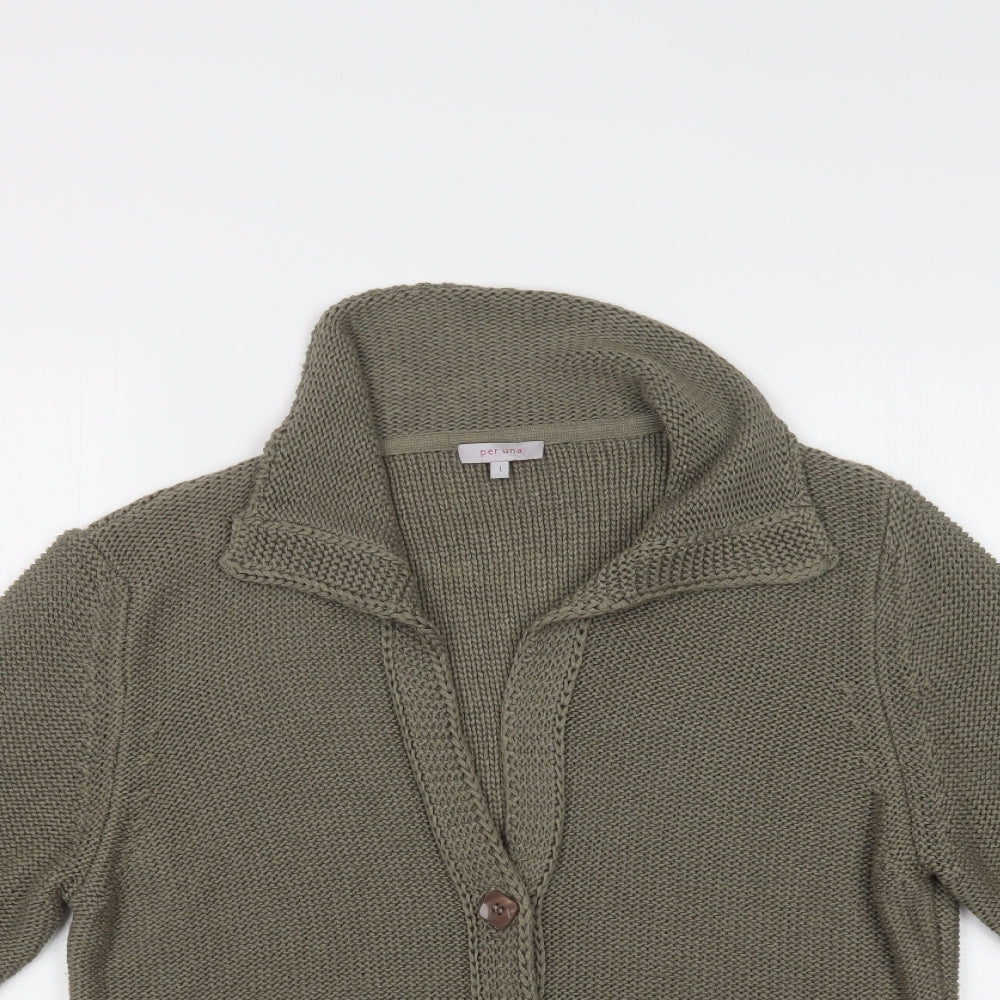 Womens UK Size L Per Una Green Cardigan Jumper