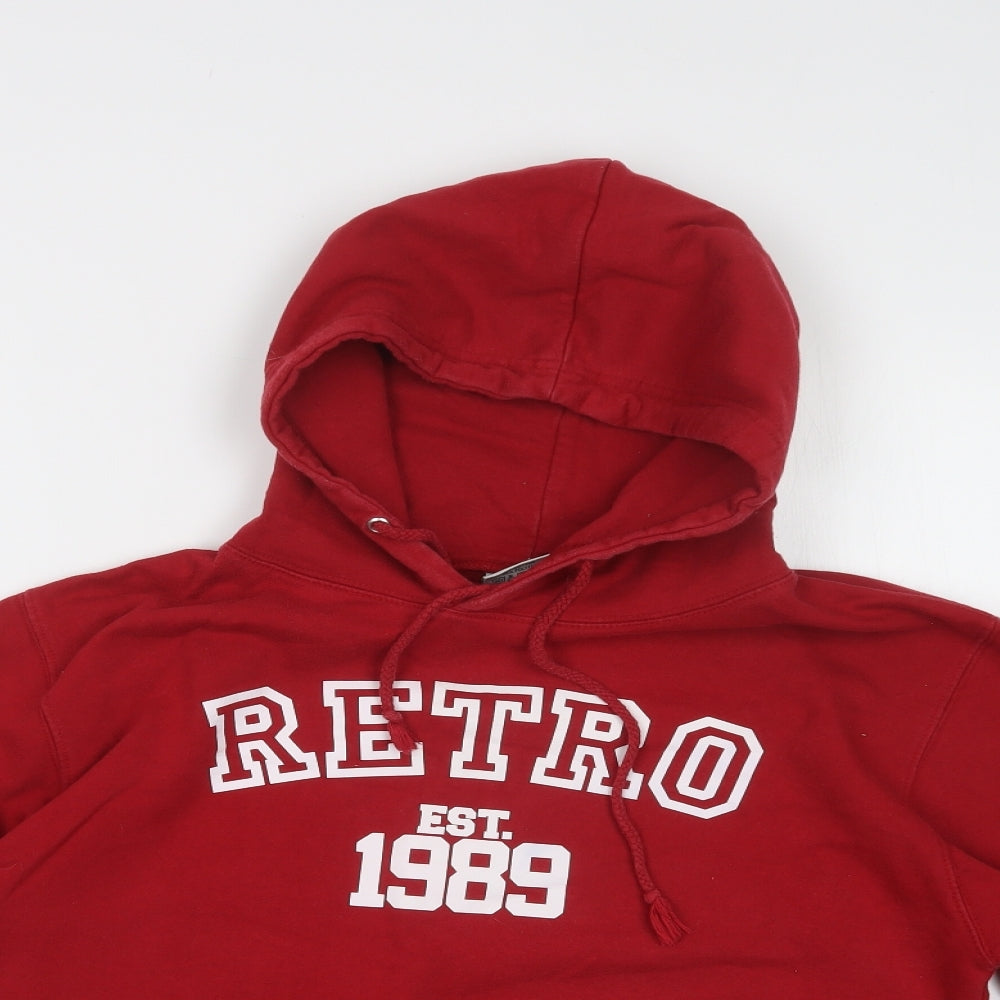 Close-up detail of Awdis women’s red cotton pullover hoodie, size S