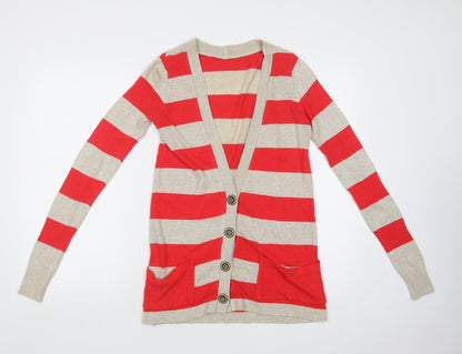 Womens UK Size S Preworn Red Cardigan Jumper
