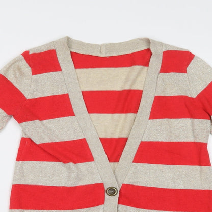 Womens UK Size S Preworn Red Cardigan Jumper