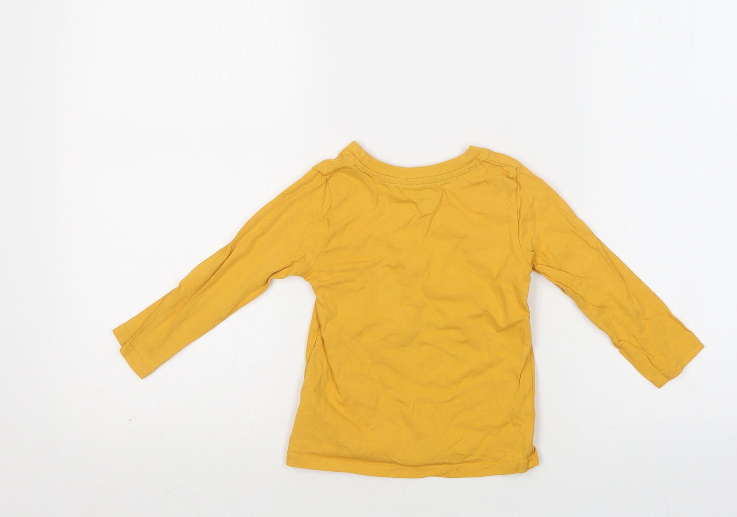 Primark Baby Yellow  Cotton Basic T-Shirt Size 18-24 Months Crew Neck  - Super Star