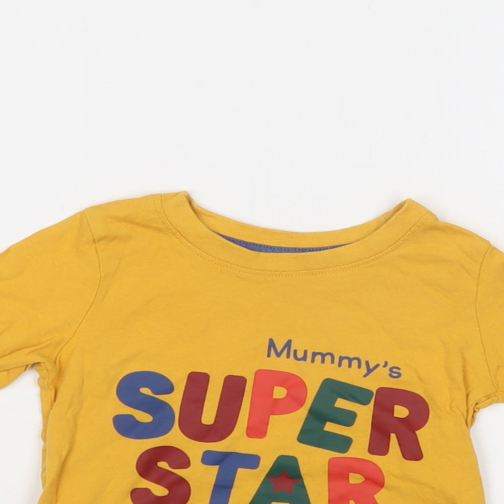 Primark Baby Yellow  Cotton Basic T-Shirt Size 18-24 Months Crew Neck  - Super Star