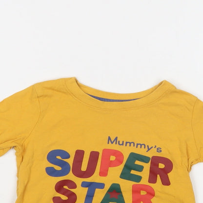 Primark Baby Yellow  Cotton Basic T-Shirt Size 18-24 Months Crew Neck  - Super Star