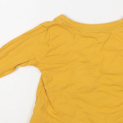 Primark Baby Yellow  Cotton Basic T-Shirt Size 18-24 Months Crew Neck  - Super Star