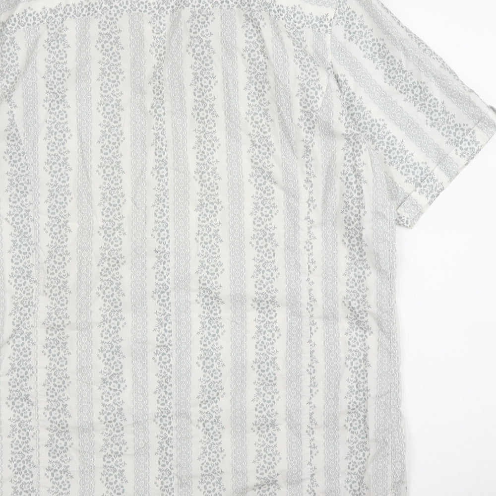 St George by Duffer Mens Grey Floral Cotton  Button-Up Size M Collared Button