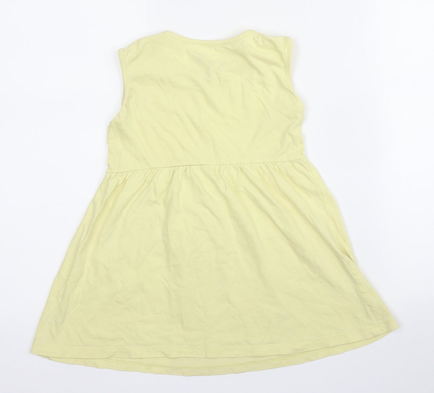 Micro Kitty Girls Yellow  Cotton A-Line  Size 2-3 Years  Round Neck