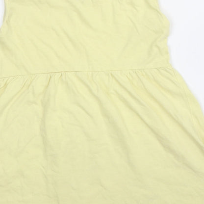 Micro Kitty Girls Yellow  Cotton A-Line  Size 2-3 Years  Round Neck
