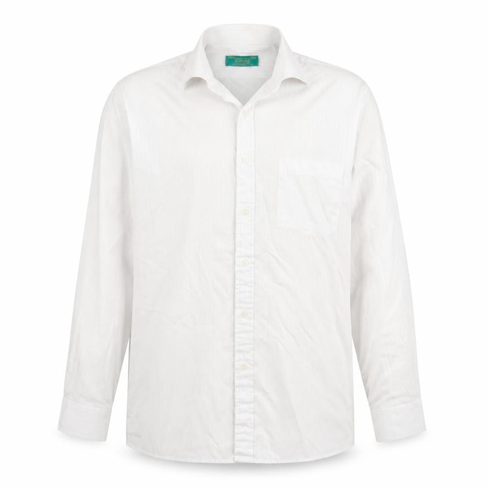 Mens UK Size 15 Canda White  Button-Up Long Sleeve Casual Shirt