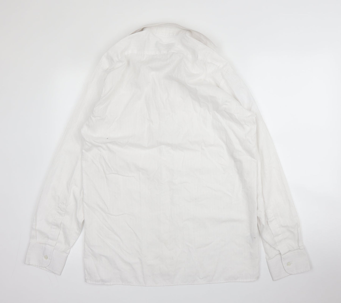 Mens UK Size 15 Canda White  Button-Up Long Sleeve Casual Shirt