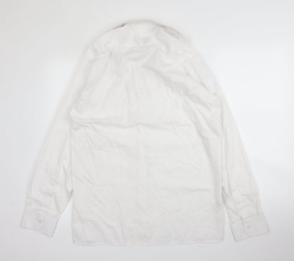 Mens UK Size 15 Canda White  Button-Up Long Sleeve Casual Shirt