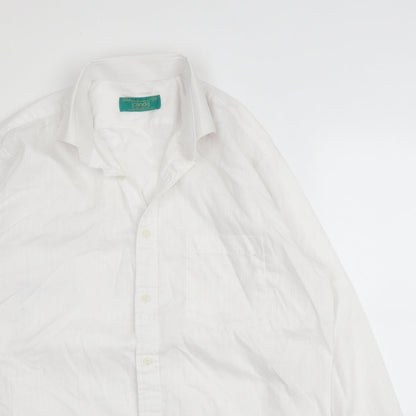 Mens UK Size 15 Canda White  Button-Up Long Sleeve Casual Shirt