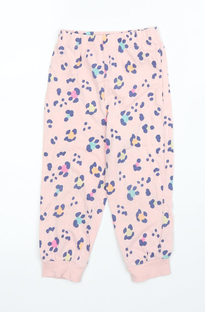 Matalan Girls Pink Animal Print Cotton Capri Pyjama Pants Size 2 Years   - Leopard print