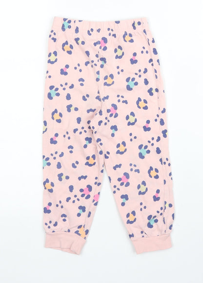 Matalan Girls Pink Animal Print Cotton Capri Pyjama Pants Size 2 Years   - Leopard print