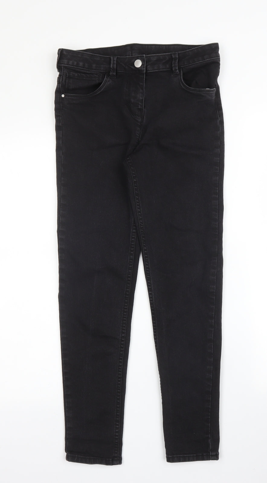 Nutmeg Girls Black  Cotton Skinny Jeans Size 12 Years L24 in Regular Zip