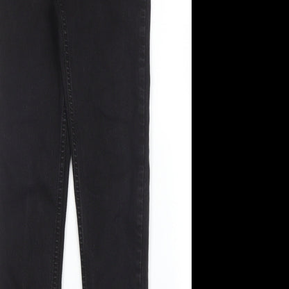 Nutmeg Girls Black  Cotton Skinny Jeans Size 12 Years L24 in Regular Zip