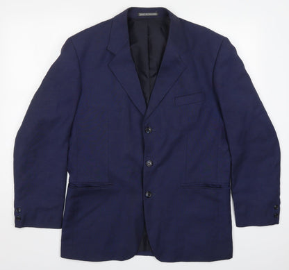 Additional front view of Pullman men’s blue viscose jacket suit jacket, size 40