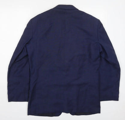 Back view of Pullman men’s blue viscose jacket suit jacket, size 40