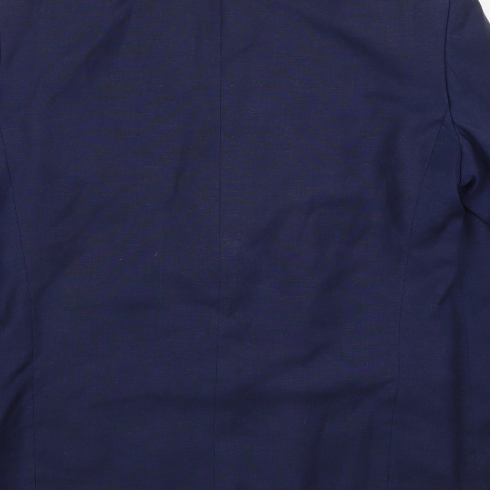 Brand and care label for Pullman men’s blue viscose jacket suit jacket, size 40