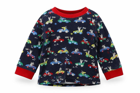George Boys Blue Solid Cotton Cami Pyjama Top Size 6-9 Months  Pullover - Racecars