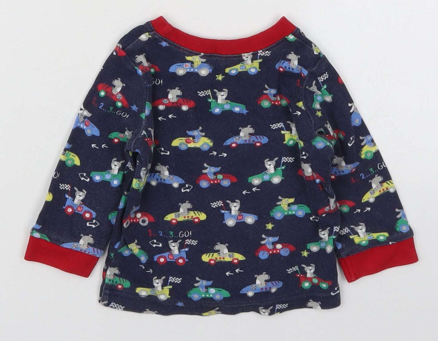 George Boys Blue Solid Cotton Cami Pyjama Top Size 6-9 Months  Pullover - Racecars