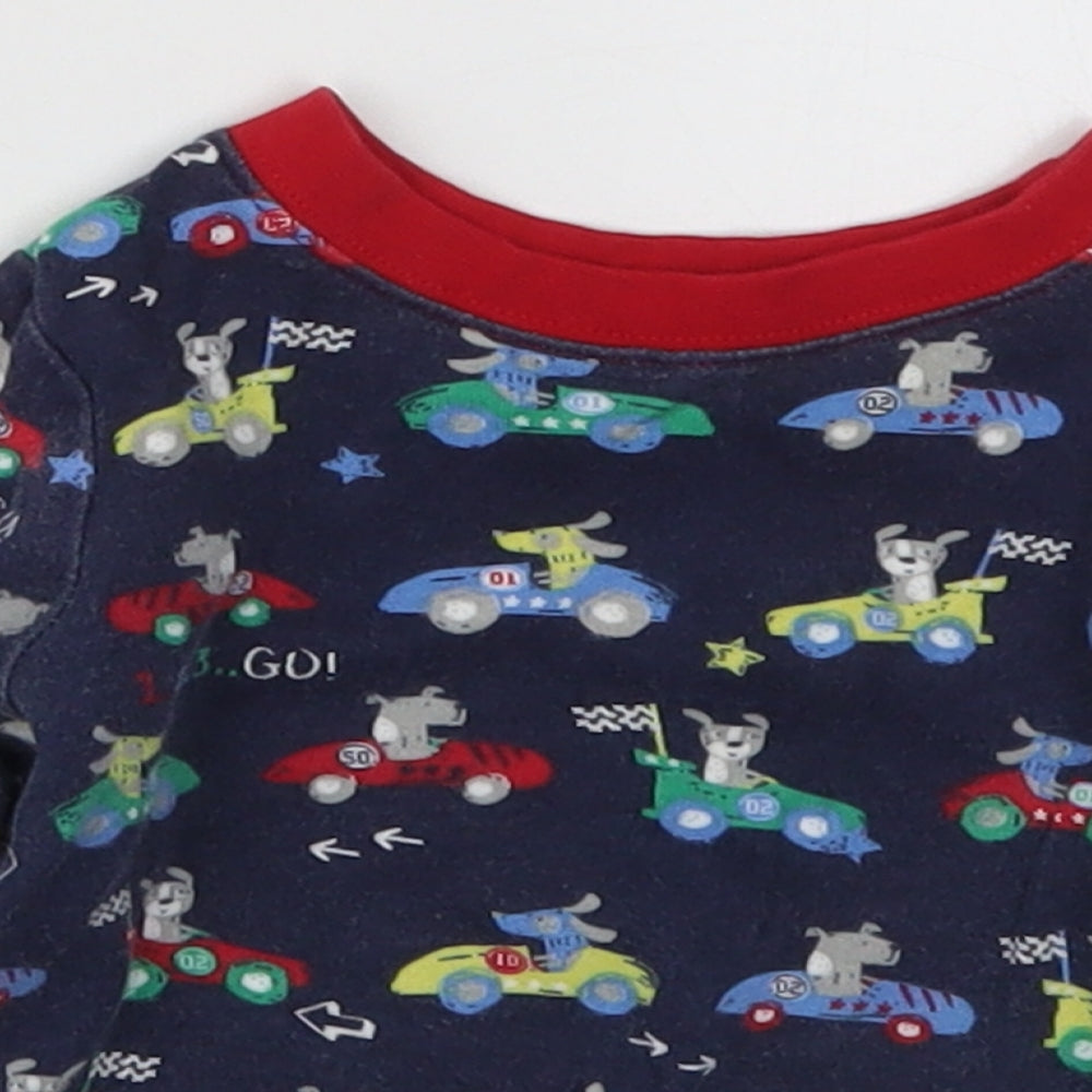 George Boys Blue Solid Cotton Cami Pyjama Top Size 6-9 Months  Pullover - Racecars