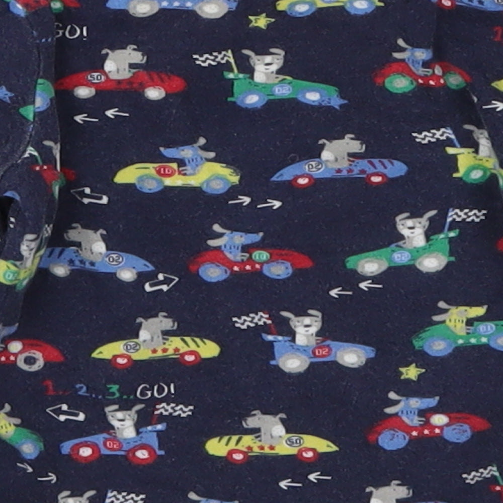 George Boys Blue Solid Cotton Cami Pyjama Top Size 6-9 Months  Pullover - Racecars