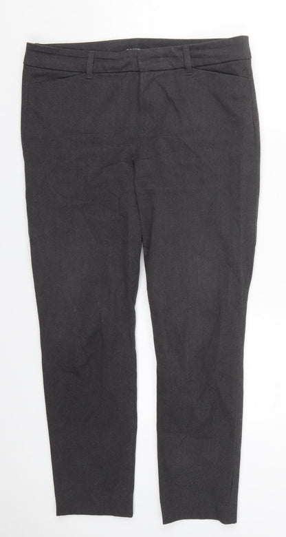 Old Navy Womens Grey  Cotton Trousers  Size 10 L26 in Regular Hook & Eye
