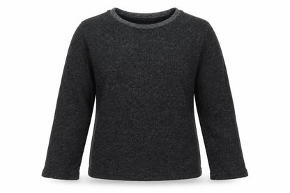 Front view of Primark girls’ grey round neck cotton jumper, size 6-7, years pullover
