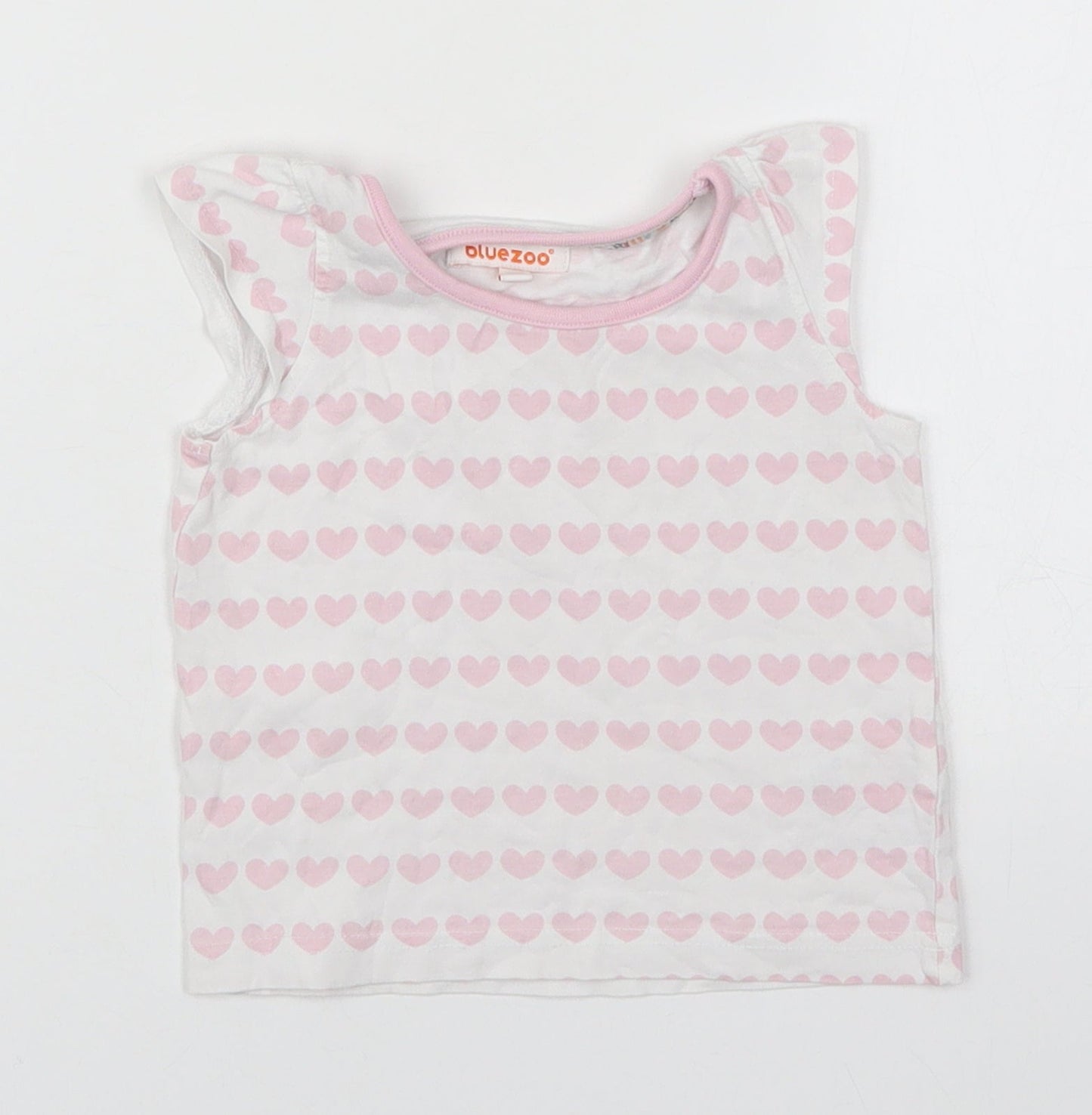 Debenhams Girls Pink Geometric Cotton Basic Tank Size 12-18 Months Round Neck Pullover - Love Hearts