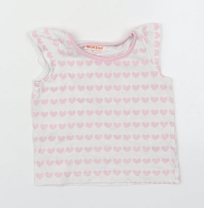 Debenhams Girls Pink Geometric Cotton Basic Tank Size 12-18 Months Round Neck Pullover - Love Hearts