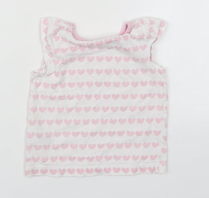 Debenhams Girls Pink Geometric Cotton Basic Tank Size 12-18 Months Round Neck Pullover - Love Hearts