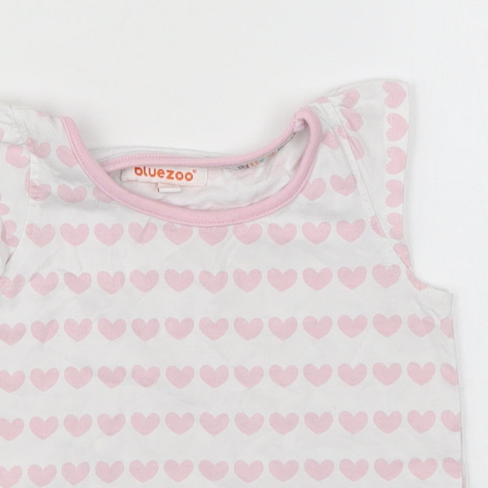 Debenhams Girls Pink Geometric Cotton Basic Tank Size 12-18 Months Round Neck Pullover - Love Hearts