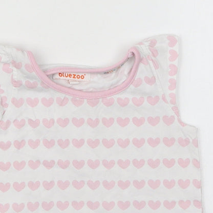 Debenhams Girls Pink Geometric Cotton Basic Tank Size 12-18 Months Round Neck Pullover - Love Hearts