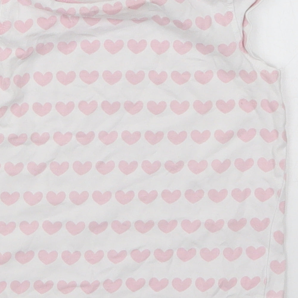 Debenhams Girls Pink Geometric Cotton Basic Tank Size 12-18 Months Round Neck Pullover - Love Hearts